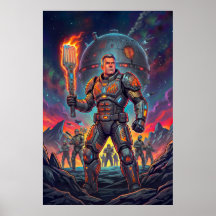 Funny Sci-Fi Comic Alien Grill Master Pop Art