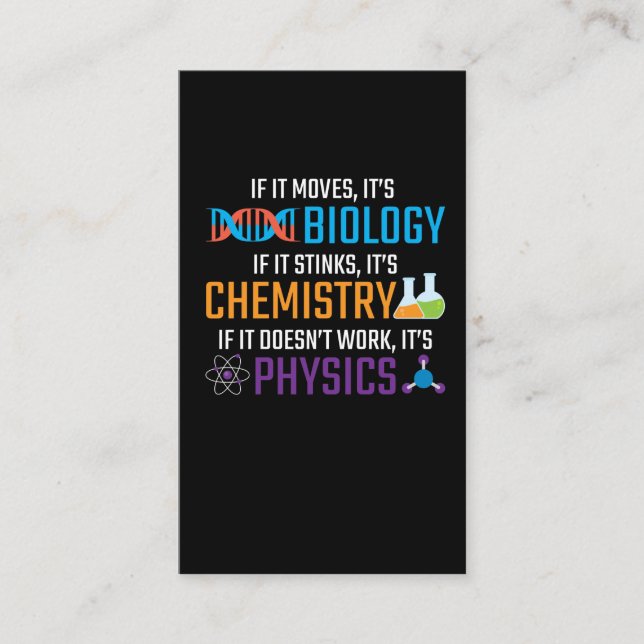 Funny Science Biology Chemistry Physical Teacher Visitenkarte (Vorderseite)