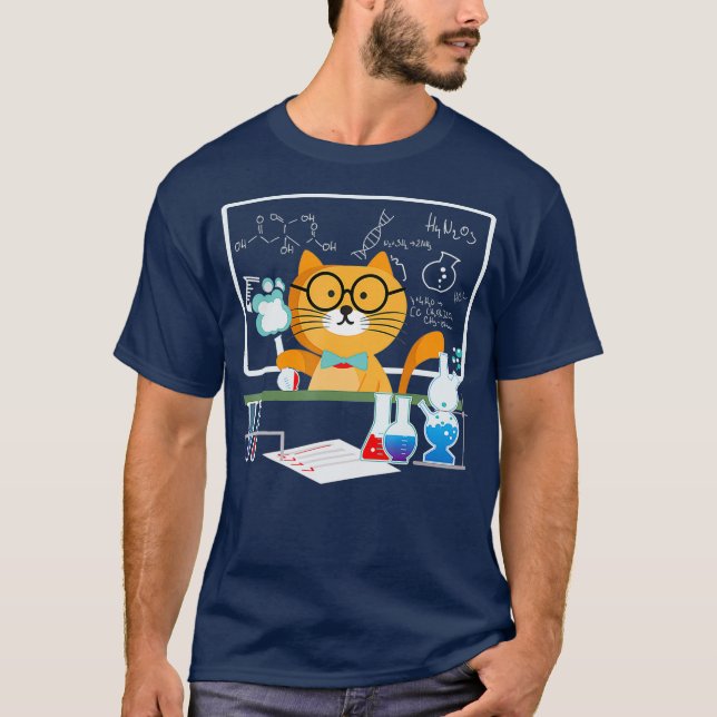 Funny Science Cat Chemistry Teacher T-Shirt (Vorderseite)
