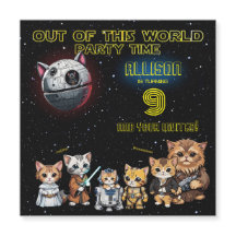 Funny Science Fiction Kitty Cat Custom Einladung