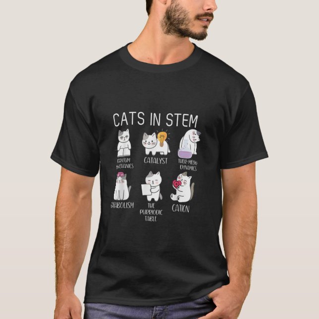 Funny Science Meme Cats in Stem Scientist Nerd Cat T-Shirt (Vorderseite)
