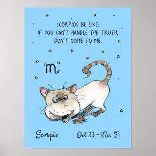 Funny Scorpio Poster Zodiac Cat Star Schild Poster