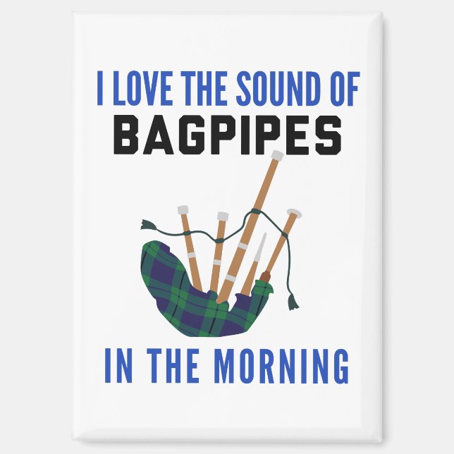 Funny Scottish Bagpipe Mug Blue Green Plaid  Magnet (Vorderseite)
