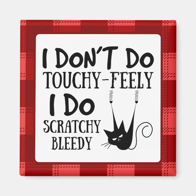 Funny Scratching Cat Cartoon Meme Magnet (Vorne)