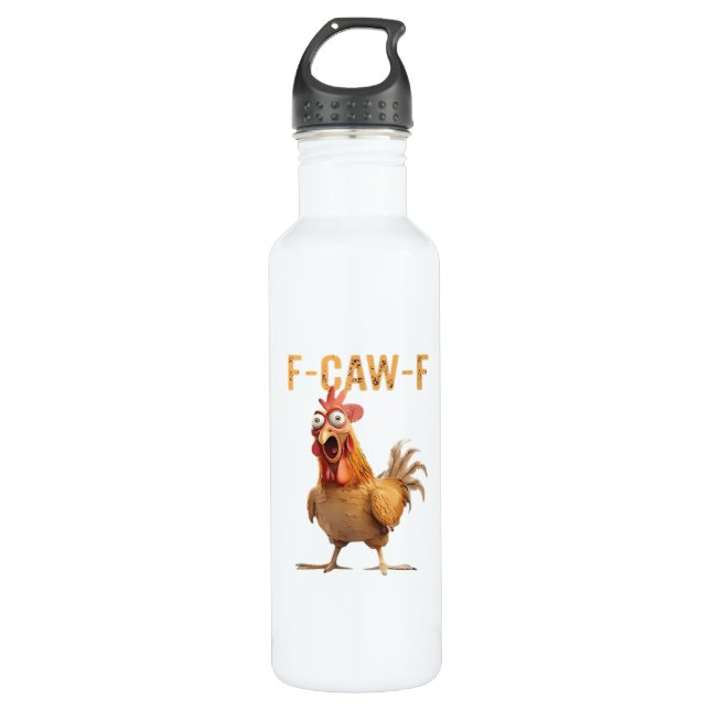 Funny Screaming Chicken F Caw F Humor Edelstahlflasche (Vorderseite)