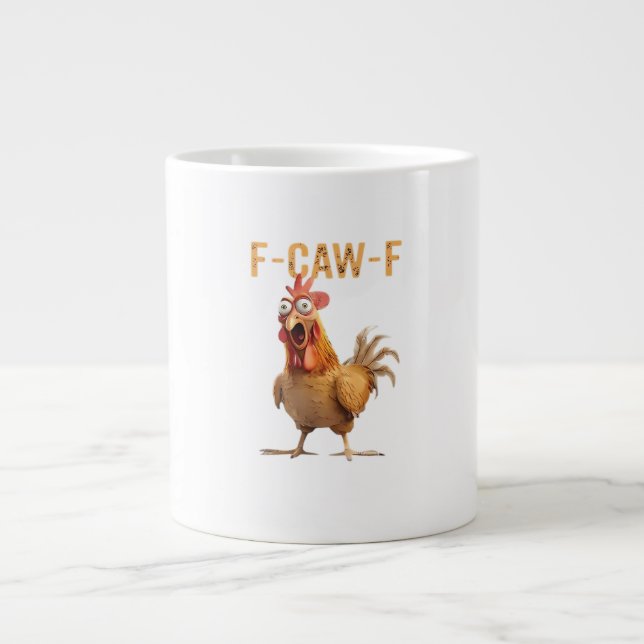 Funny Screaming Chicken F Caw F Humor Jumbo-Tasse (Vorderseite)