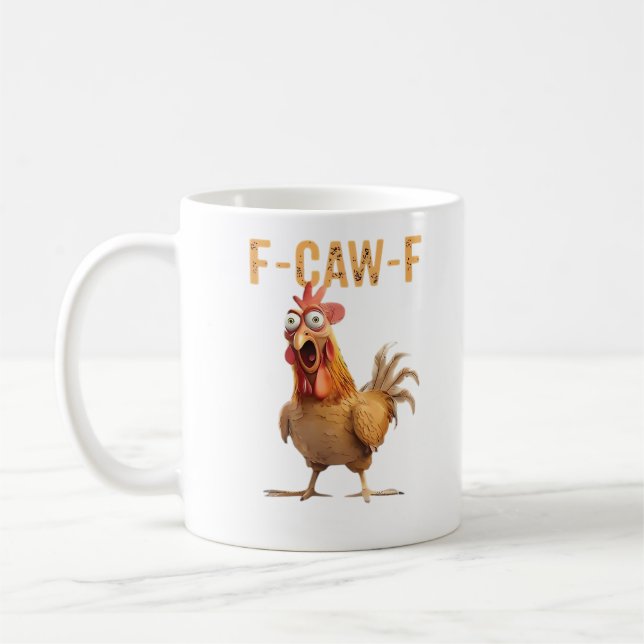 Funny Screaming Chicken F Caw F Humor Kaffeetasse (Links)