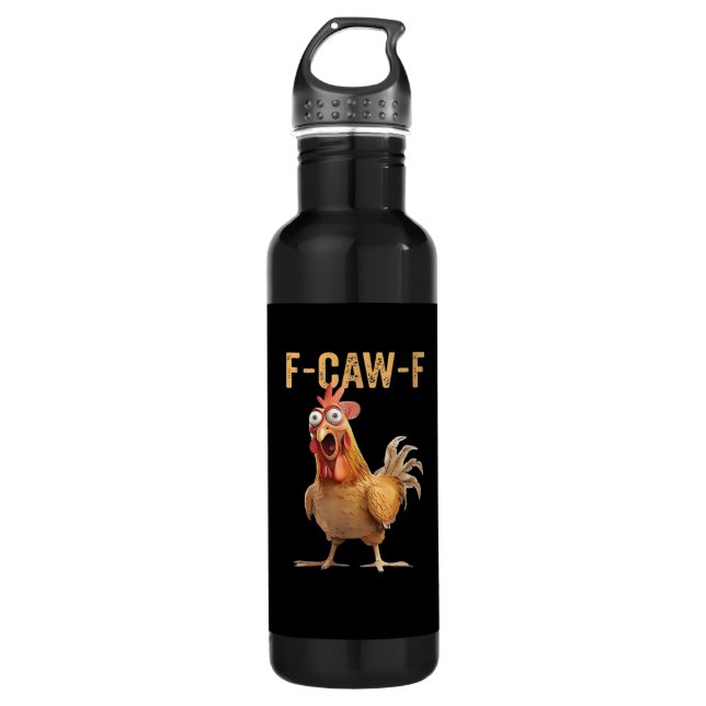 Funny Screaming Chicken F-Caw-F Joke Design Classi Edelstahlflasche (Vorderseite)