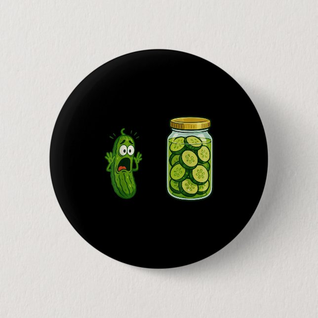 Funny Screaming Pickle Jar Cucumber Joke Meme Humo Button (Vorderseite)