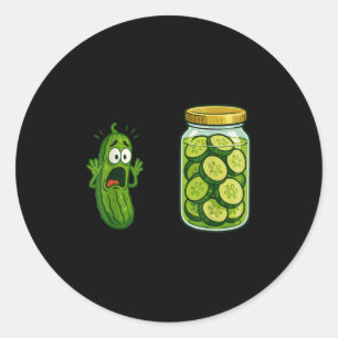 Funny Screaming Pickle Jar Cucumber Joke Meme Humo Runder Aufkleber