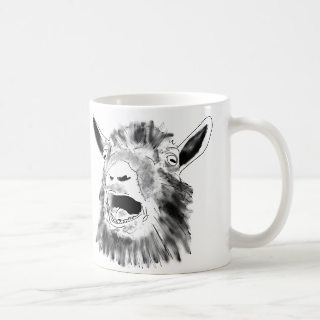 Funny Screend Ziege Zeichnend Quirky Tierkunst Kaffeetasse (Rechts)