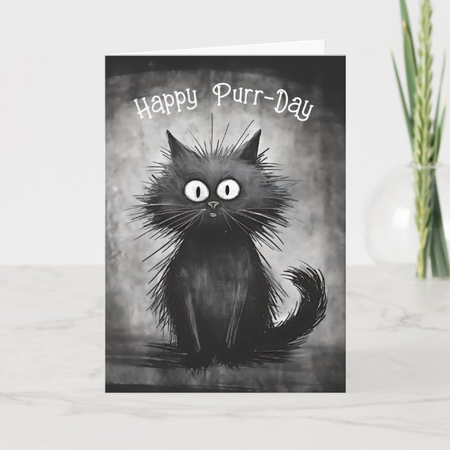 Funny Scruffy Cat Birthday Karte (Vorderseite)