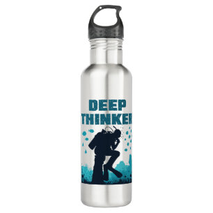 Funny Scuba Diver Deep Thinker Rodin Edelstahlflasche
