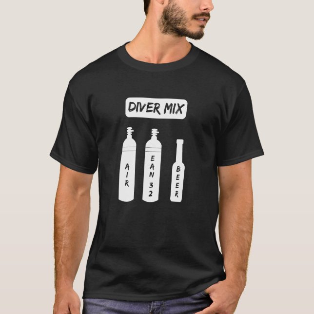 Funny Scuba Diver Mix Oxygen Flasche Scuba Beer Di T-Shirt (Vorderseite)