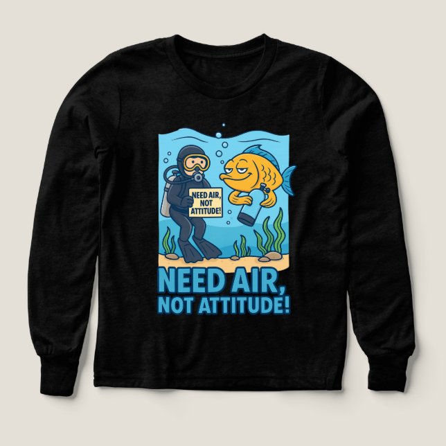 Funny Scuba Diver Shirt - Tief Gedanken, keine Luf (Design Vorderseite)