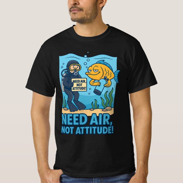 Funny Scuba Diver Shirt - Tief Gedanken, keine Luf (Vorderseite)