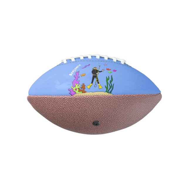 Funny Scuba Diver und Fischarten Cartoon Football (Gedreht 270)