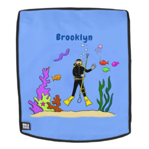 Funny Scuba Diver und Fischarten Cartoon Rucksack