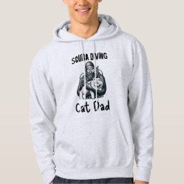 Funny Scuba Diving Cat Vater Schwarz auf Weiß Hoodie