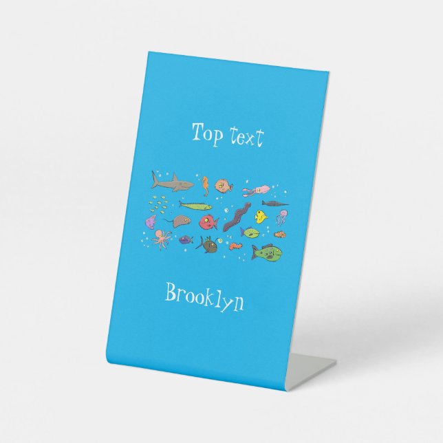 Funny sea creatures cartoon illustration pattern sockelschild (Vorderseite)