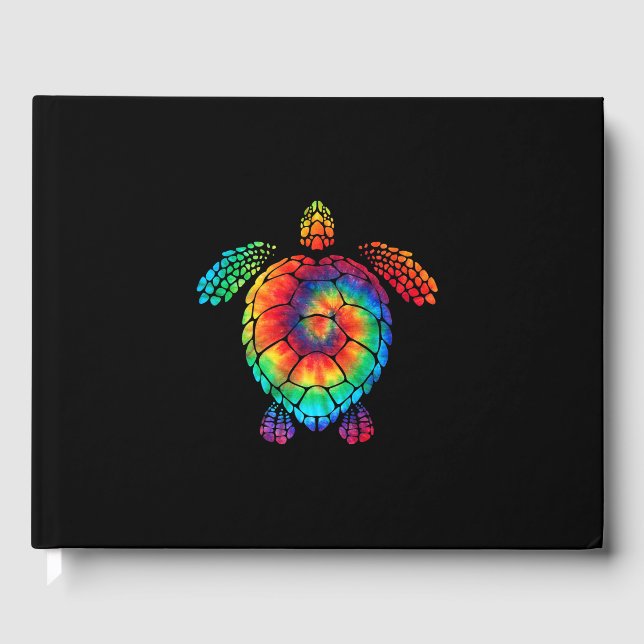 Funny Sea Turtle Ocean Gefärbte Krawatte Rainbow H Gästebuch (Vorderseite)