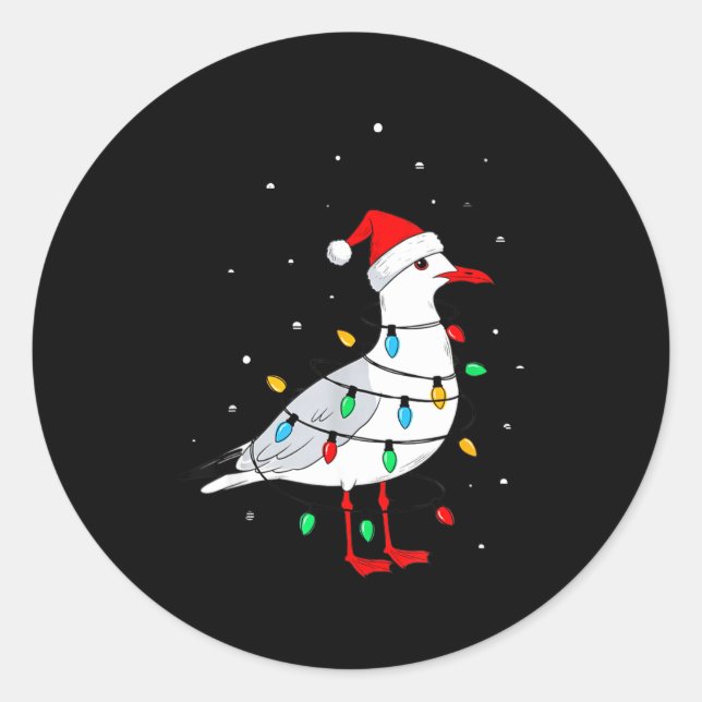Funny Seagull Bird Christmas Animal Lover  Runder Aufkleber (Vorderseite)
