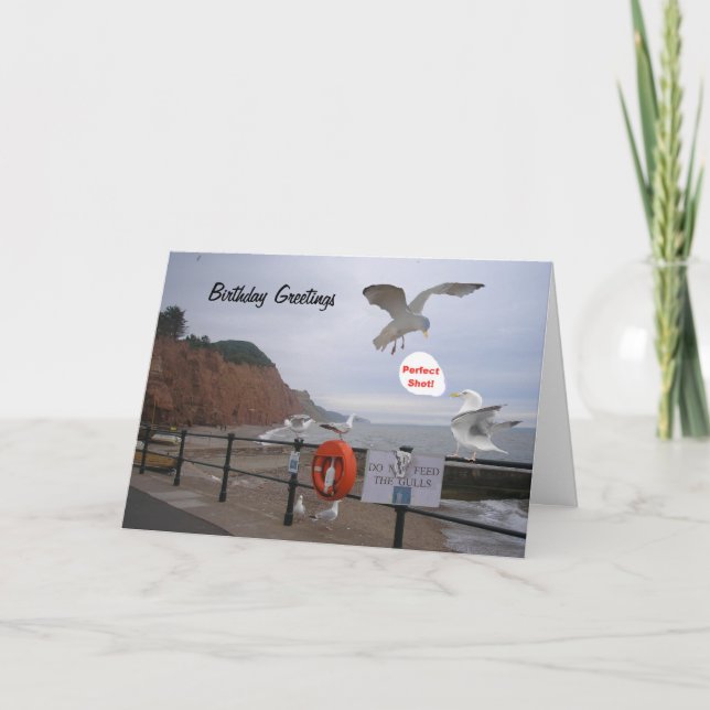 Funny Seagull carte d'anniversaire, personnalisabl (Devant)