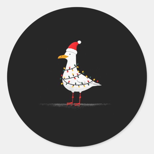 Funny Seagull Christmas Graphics Animal Lights Lov Runder Aufkleber (Vorderseite)