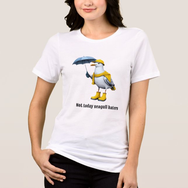 Funny Seagull in Rain Boots - Beach Spaß Tri-Blend Shirt (Vorderseite)