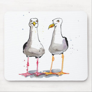 Funny seagull ink zeichnend - comicale Möwen Mousepad