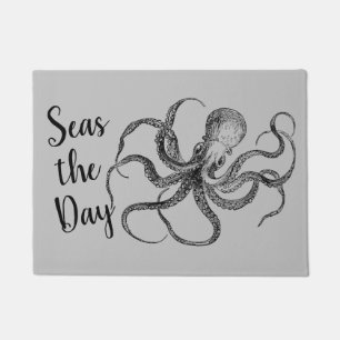 Funny Seas the Day Vintag octopus kraken nauk Fußmatte
