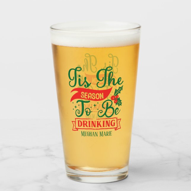 Funny Season Drinken Weihnachtsbier Glas (Rückseite (gefüllt))