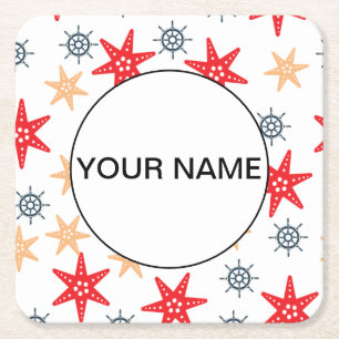 Funny Seastes und Steerwheels Muster Rechteckiger Pappuntersetzer