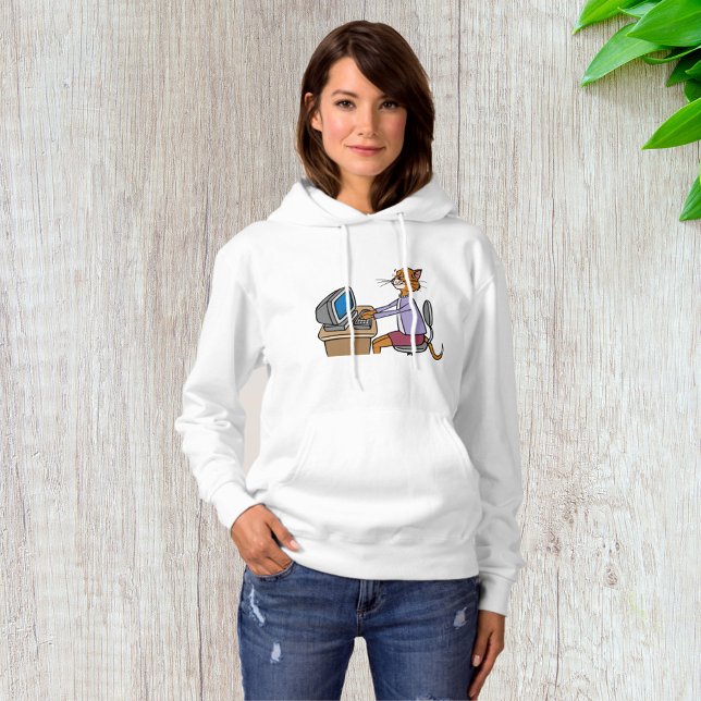 Funny Secretary Cat Cartoon Büro Humor Hoodie (Von Creator hochgeladen)