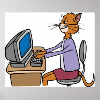 Funny Secretary Cat Cartoon Büro Humor