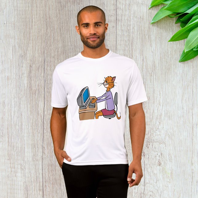 Funny Secretary Cat Cartoon Büro Humor T-Shirt (Von Creator hochgeladen)