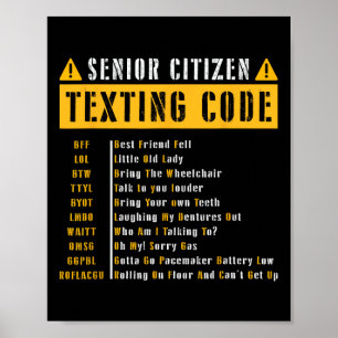 Funny Senior Citizen&# s Gesimst Code Vintag Gif Poster