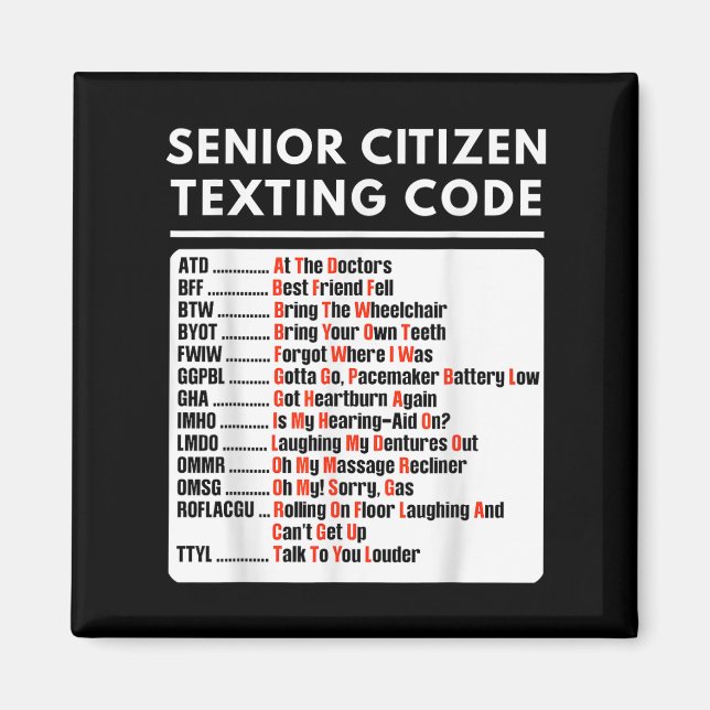 Funny Senior Citizen Sims Code T-Shirt Magnet (Vorne)