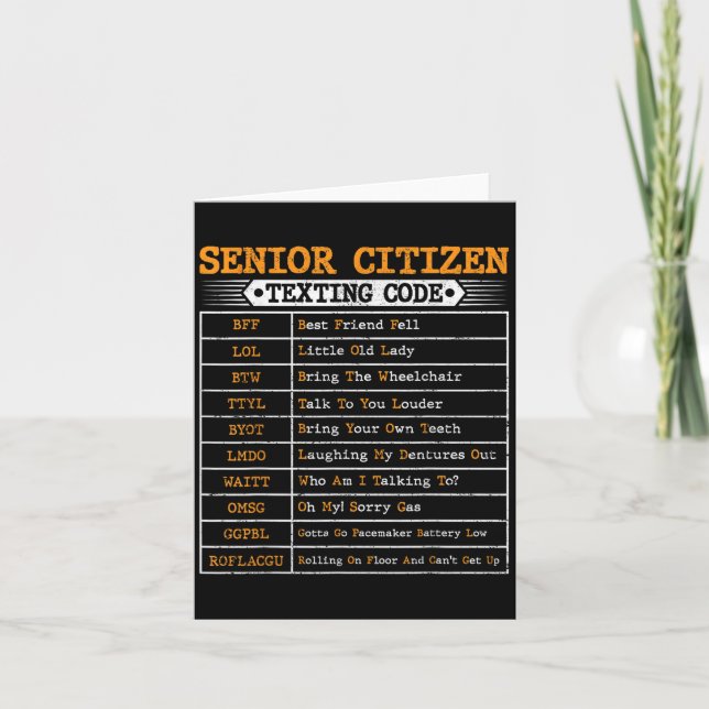 Funny Senior Citizens Simst Code for Old People Karte (Vorderseite)