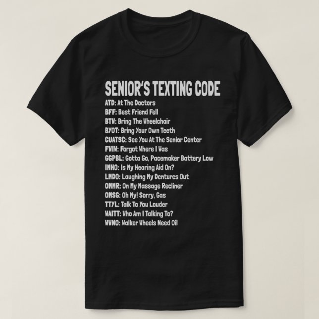 Funny Senior Citizen's Teting Code Geschenk T-Shirt (Design vorne)