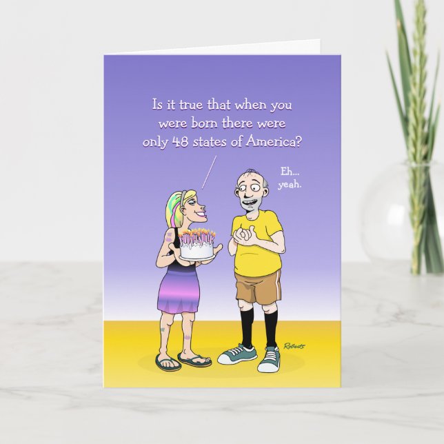 Funny Senior Homme Carte de voeux d'anniversaire (Devant)