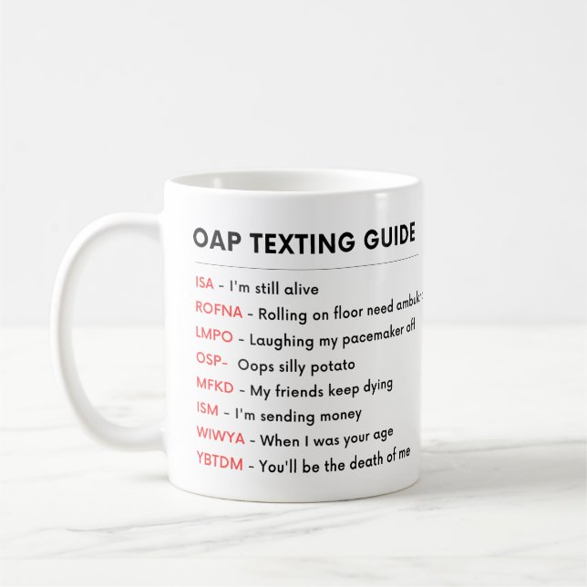 FUNNY Seniors Old Person OAP Retiree SIMS GUIDE Kaffeetasse (Links)