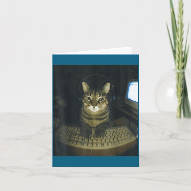 Funny Serious Gamer Cat Lovers Stud Kitty Cat Meme Karte (Vorderseite)
