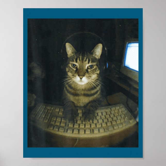 Funny Serious Gamer Cat Lovers Stud Kitty Cat Meme Poster (Vorne)