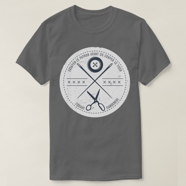 Funny sewing Nähte Französisch Gefahr Schere T-Shirt (Design vorne)
