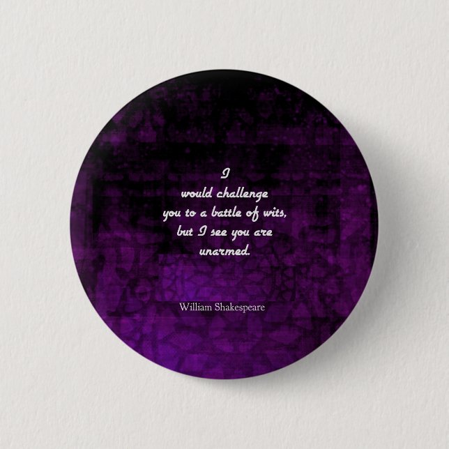 Funny Shakespeare Insult Quotation Elizabethan Button (Vorderseite)