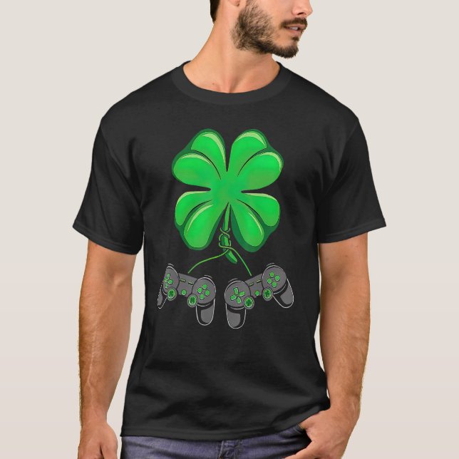 Funny Shamrock Gamer Irish Game Controller St Patr T-Shirt (Vorderseite)