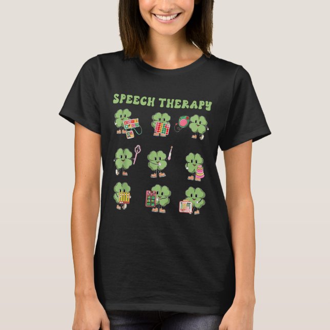 Funny Shamrock Speech Therapy St Patrick's Day Slp T-Shirt (Vorderseite)
