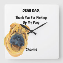 Funny Shar pei Dog Dad Watercolor Canine Art