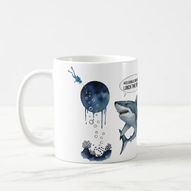 Funny shark and diver  kaffeetasse (Links)